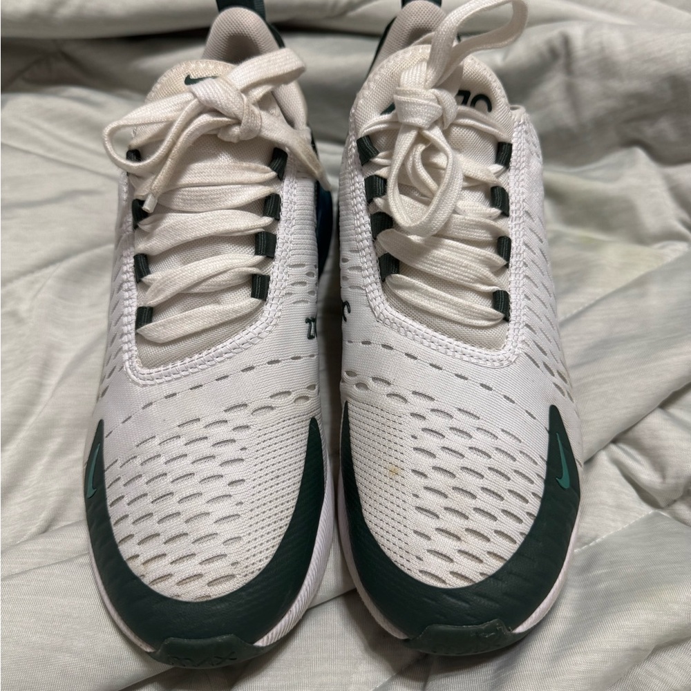 Nike White and Green Athletic Sneakers